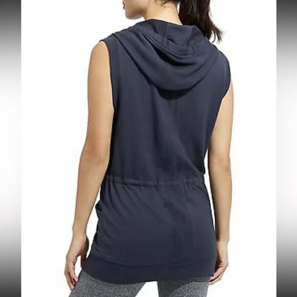 Athleta Lotus Vest Hoodie Navy Blue Long Full Zip Sleeveless size XXS - Picture 2 of 13